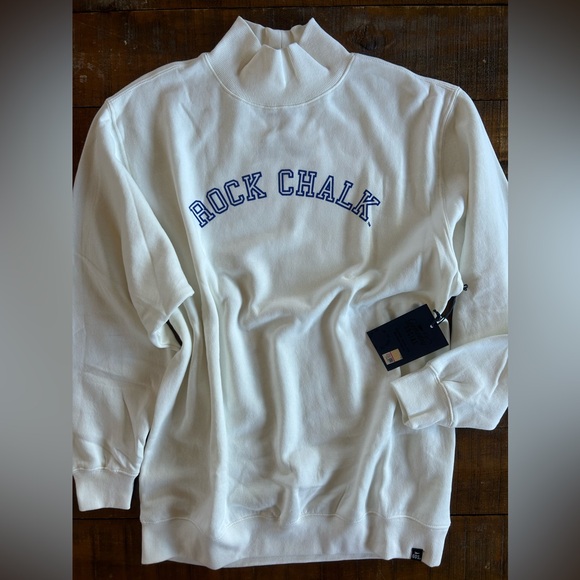 Gameday Social ROCK CHALK Kansas Jayhawks Velvet Elvis Mockneck Tunic Crew M - Picture 2 of 3